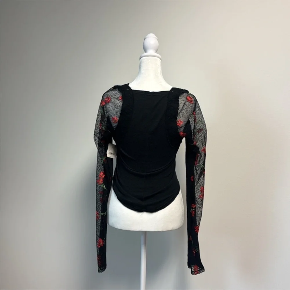 Free People Jolie Top Black and Red S